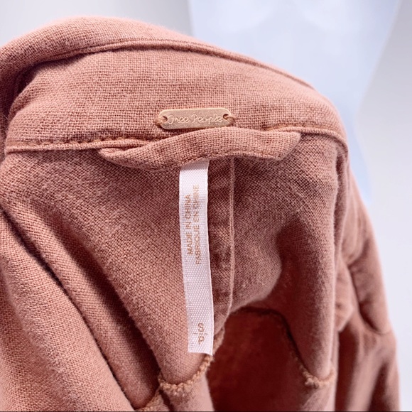 Free People Rust Colored Linen Jacket Size Small - Picture 7 of 7